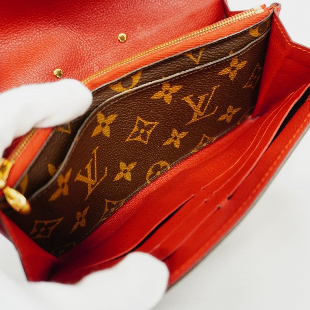 Louis Vuitton Long Wallet Monogram Portefeuille Pallas M58414 Brown Cerise La... - Picture 12 of 15